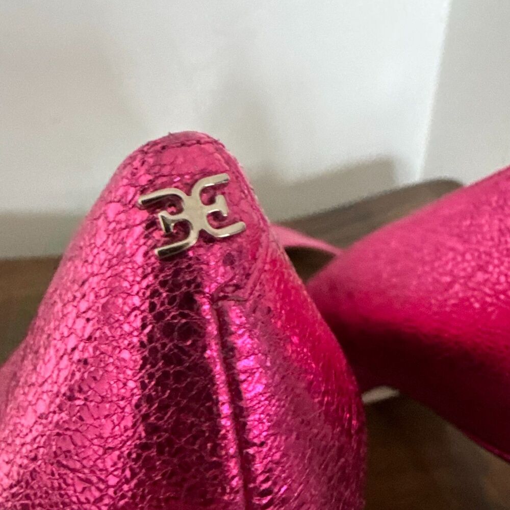 Sam Edelman Pink Metallic Leather Pointed Toe Stiletto Heels Women's 10M - Picture 6 of 11